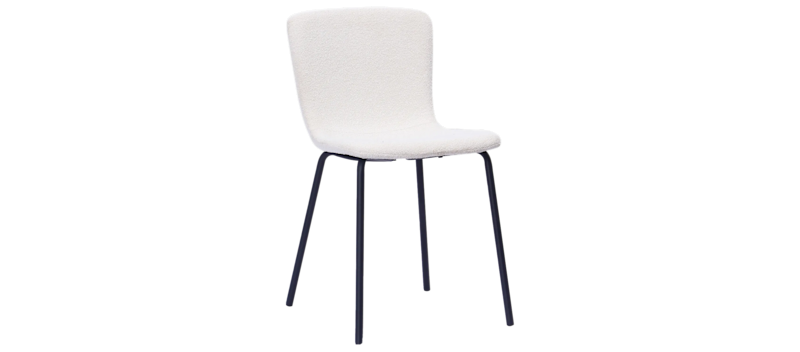 Katy Matstol, Vit Bouclé / Metallben Svart