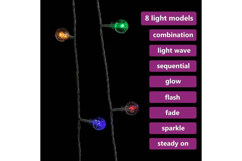 Ljusslinga 20 m kulor 200 lysdioder flerfärgad 8 funktioner - be Basic - Belysning & el - Inomhusbelysning & lampor - Dekorationsbelysning - Ljusslinga