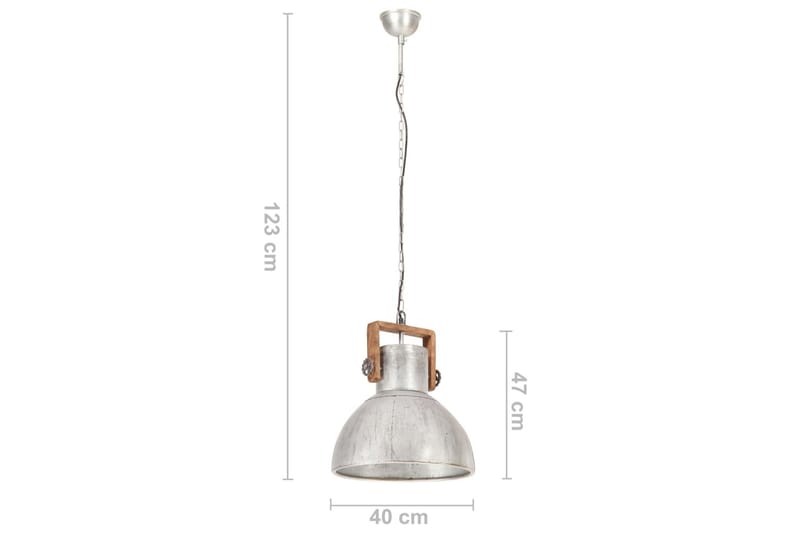 Hänglampa industriell vintage 25 W silver rund 40 cm E27 - Silver - Taklampa kök - Fönsterlampa hängande - Fönsterlampa - Pendellampor & hänglampor - Sovrumslampa - Vardagsrumslampa