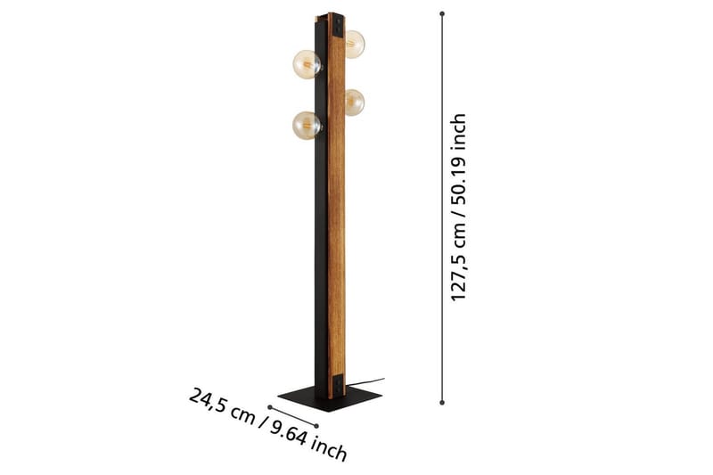 Golvlampa Eglo Layham med 4 Lampor - Svart/Brun - Belysning & el - Inomhusbelysning & lampor - Sovrumslampa