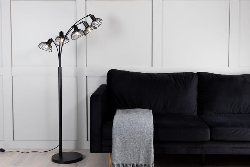 Elsa Golvlampa Dimbar LED Stor - Svart - Belysning & el - Inomhusbelysning & lampor - Golvlampa - Femarmad golvlampa