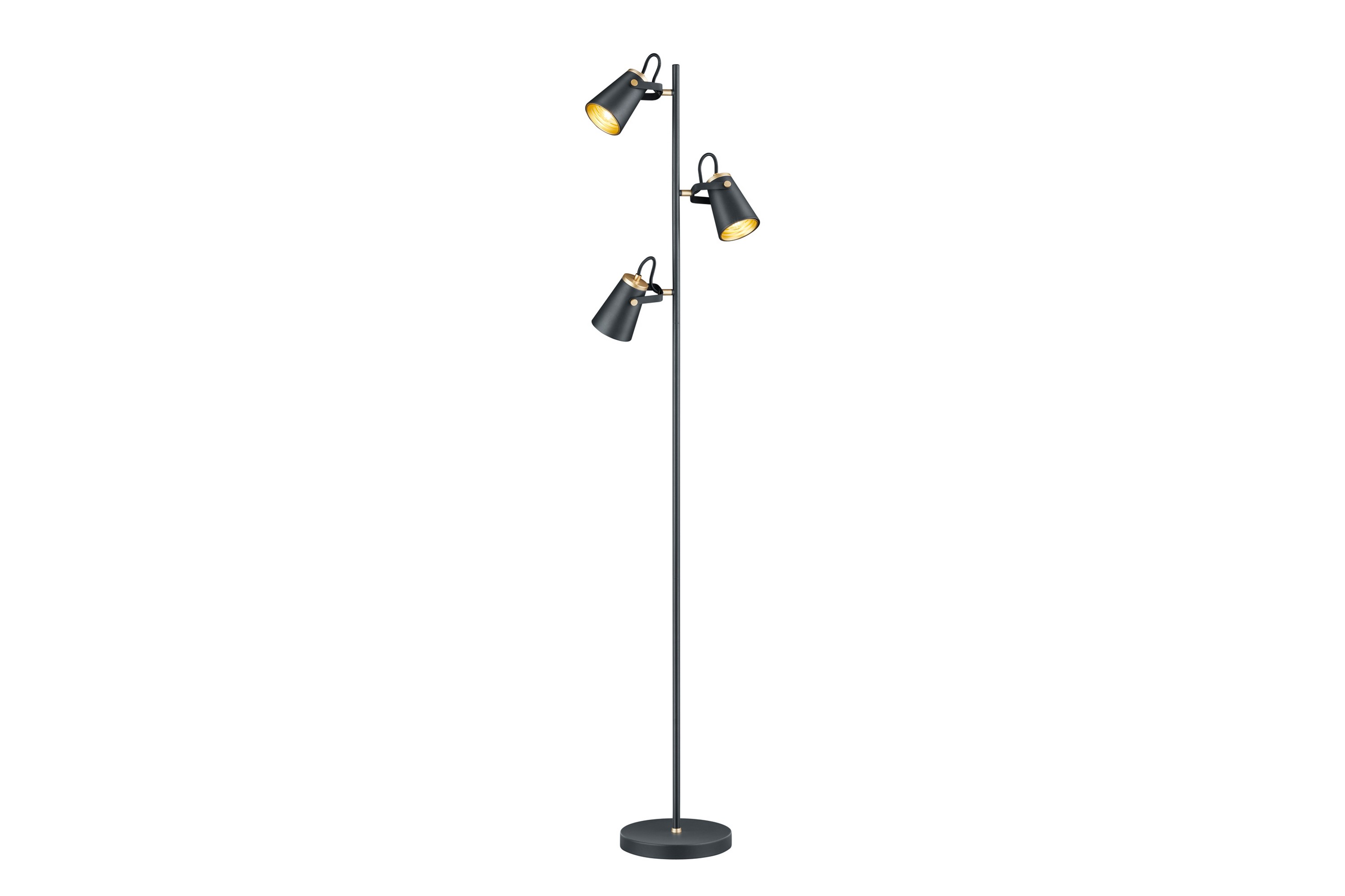 Trio Lighting Edward golvlampa 3L E14 mattsvart/ guld - Svart/Guld Golvlampa Svart,Guld