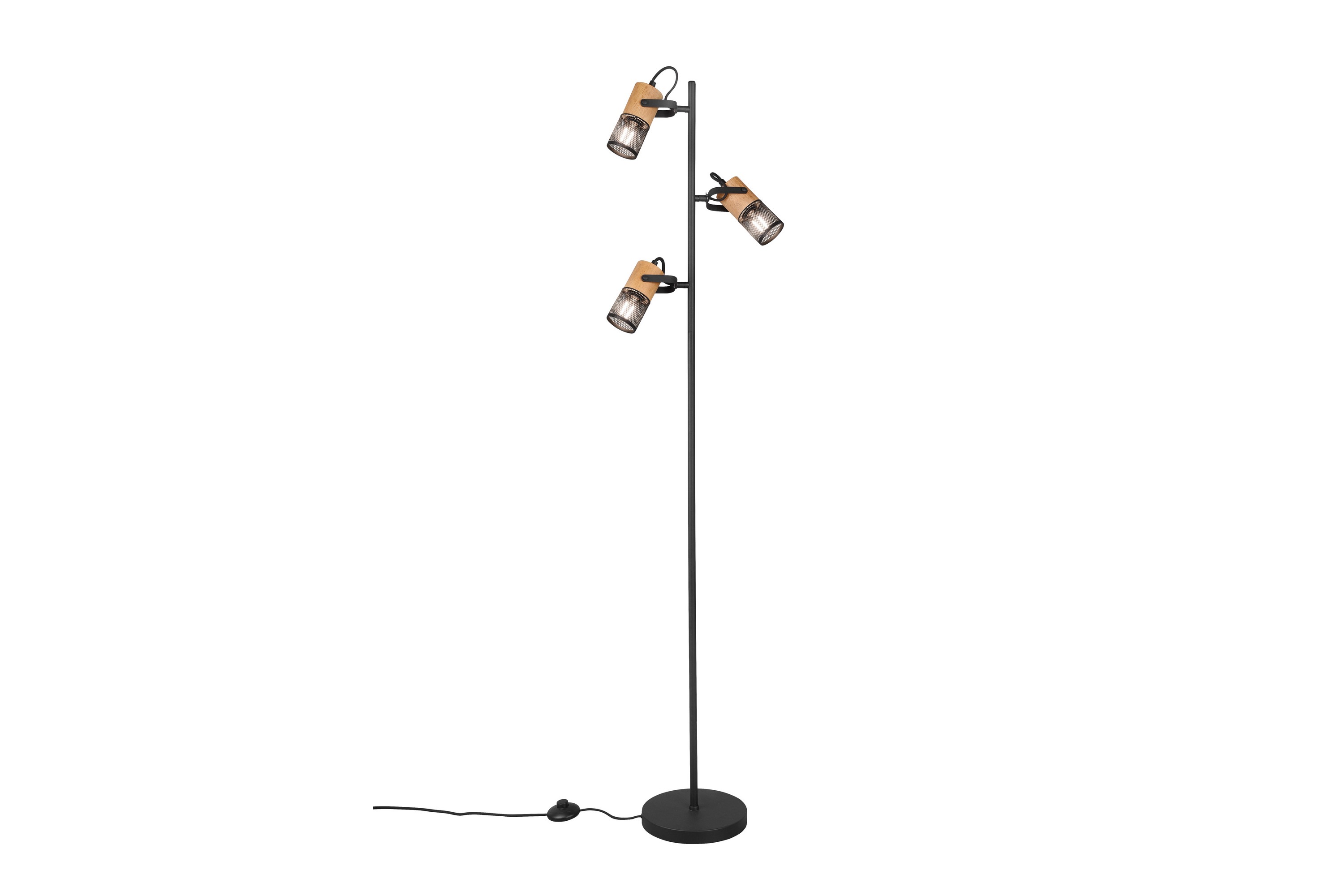 Trio Lighting Tosh golvlampa E27 mattsvart - Natur/Mattsvart Golvlampa Svart,Natur