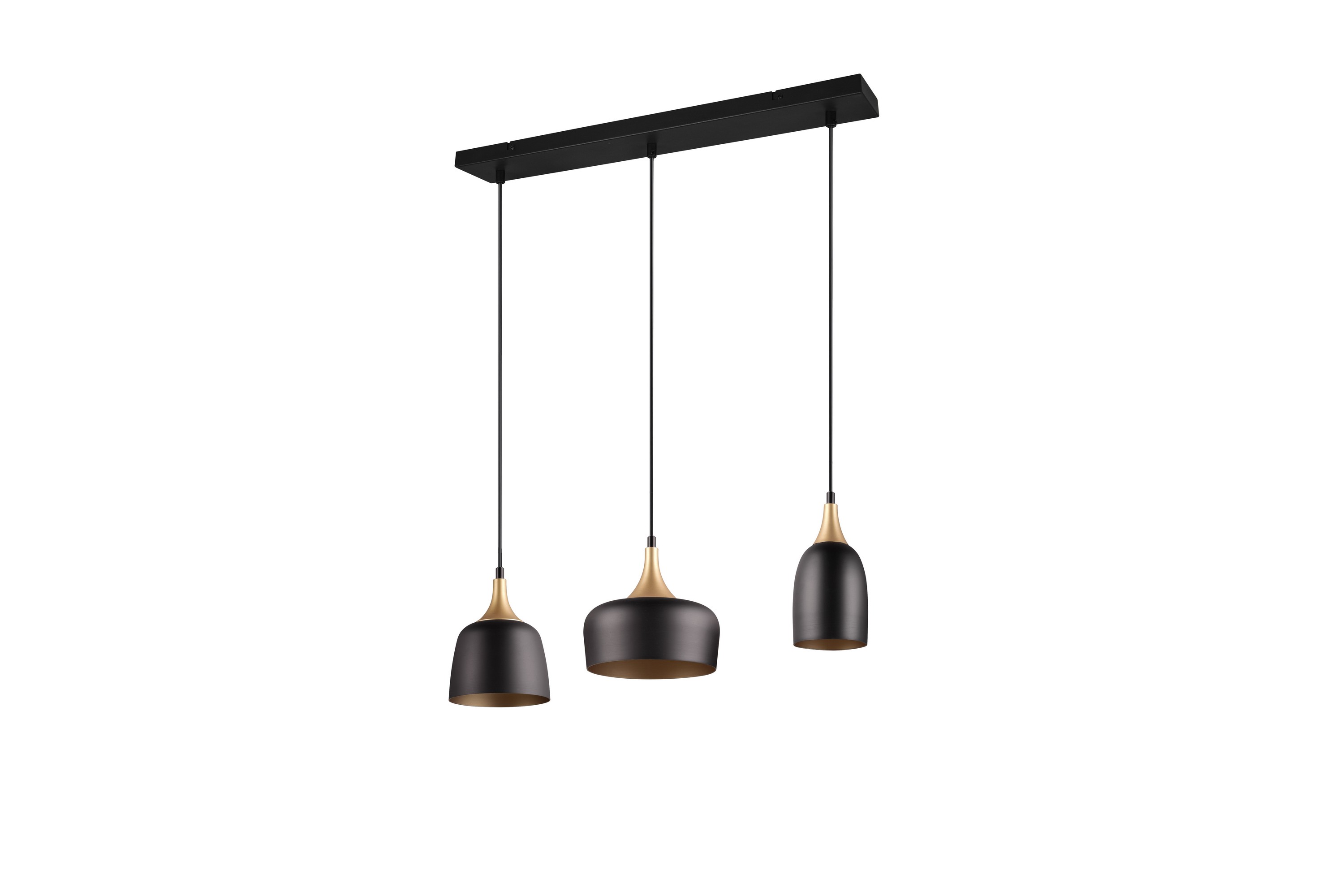 Trio Lighting Chiraz taklampa 3L E27 mattsvart/ mattmässing - Taklampa kök Svart,Mässing