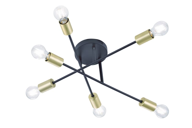 Trio Lighting Cross plafond 6L E27 mattsvart/ guld - Taklampa kök - Fönsterlampa hängande - Fönsterlampa - Pendellampor & hänglampor - Sovrumslampa - Vardagsrumslampa