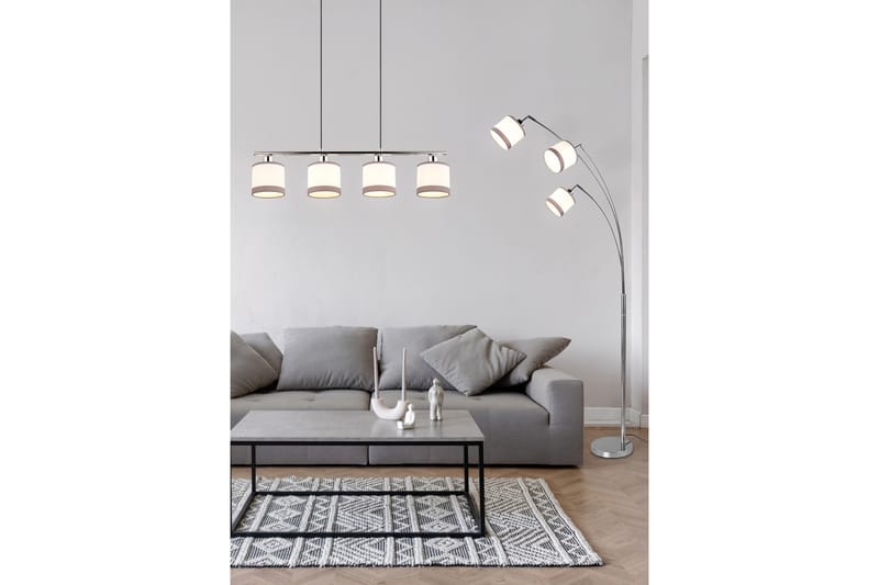 Trio Lighting Davos taklampa 4L E14 krom/ vit - Taklampa kök - Fönsterlampa hängande - Fönsterlampa - Pendellampor & hänglampor - Sovrumslampa - Vardagsrumslampa