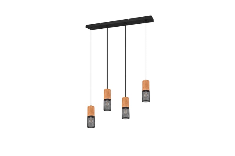 Trio Lighting Tosh taklampa 4L E27 mattsvart - Natur/Mattsvart - Taklampa kök - Fönsterlampa hängande - Fönsterlampa - Pendellampor & hänglampor - Sovrumslampa - Vardagsrumslampa