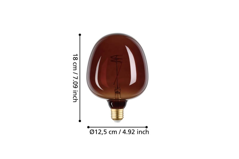 Ljuskälla Eglo LM-E27-LED G125 4W 180x125 mm Cognac - Brun - Belysning & el - Inomhusbelysning & lampor - Dekorationsbelysning