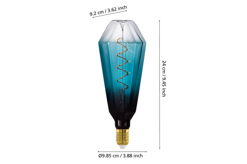 Ljuskälla Eglo LM-E27-LED T100 4W Svart-Transparent Blå - Blå - Belysning & el - Inomhusbelysning & lampor - Dekorationsbelysning