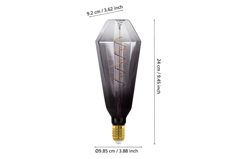 Ljuskälla Eglo LM-E27-LED T100 4W Svart-Transparent Grå - Grå - Belysning & el - Inomhusbelysning & lampor - Dekorationsbelysning