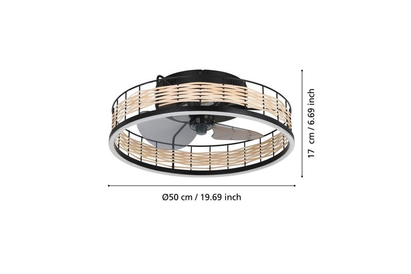 Takfläkt med Lampa Eglo Frana - Svart - Belysning & el - Inomhusbelysning & lampor - Sovrumslampa - Taklampa sovrum