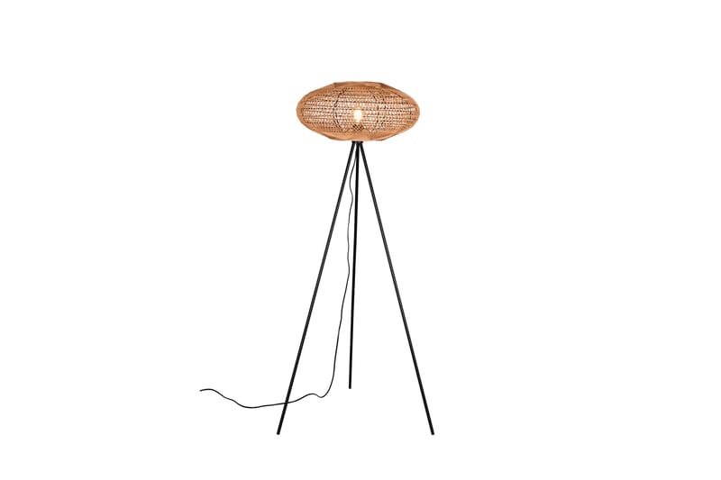 Trio Lighting Hedda golvlampa E27 mattsvart/ sisal - Sovrumslampa - Vardagsrumslampa - Golvlampa