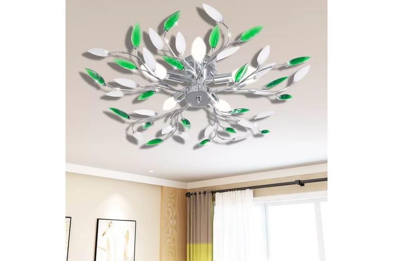 Taklampa med akrylblad 5xE14 grön/vit - be Basic - Taklampa kök - Fönsterlampa hängande - Fönsterlampa - Pendellampor & hänglampor - Sovrumslampa - Vardagsrumslampa