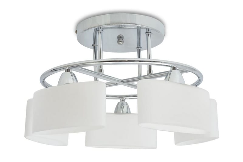 Taklampa med ovala glasskärmar för 5 E14-lampor 200 W - Vit - Taklampa kök - Fönsterlampa hängande - Fönsterlampa - Pendellampor & hänglampor - Sovrumslampa - Vardagsrumslampa