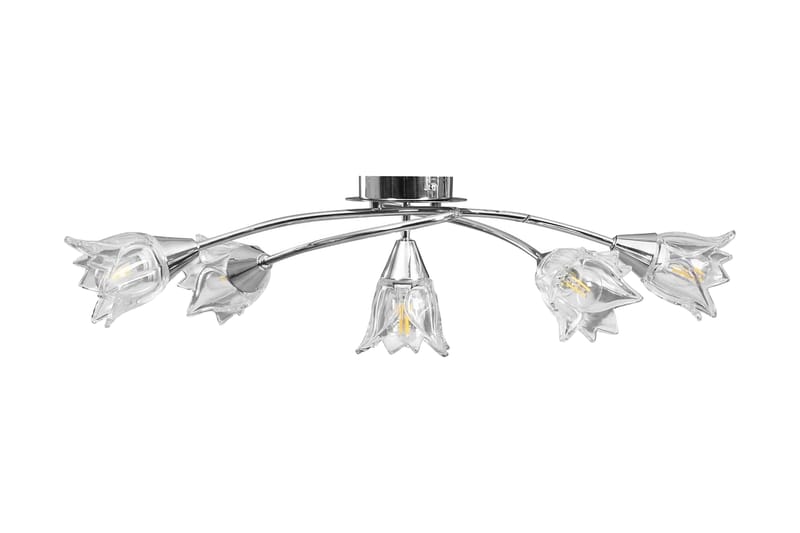 Taklampa med transparenta glasskärmar för 5 E14-lampor tulpa - Transparent - Taklampa kök - Fönsterlampa hängande - Fönsterlampa - Pendellampor & hänglampor - Sovrumslampa - Vardagsrumslampa