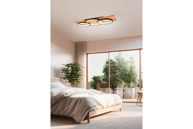 Trio Lighting Barca LED plafond 3L mattsvart/ trä - Belysning & el - Inomhusbelysning & lampor - Taklampa & takbelysning - Plafond