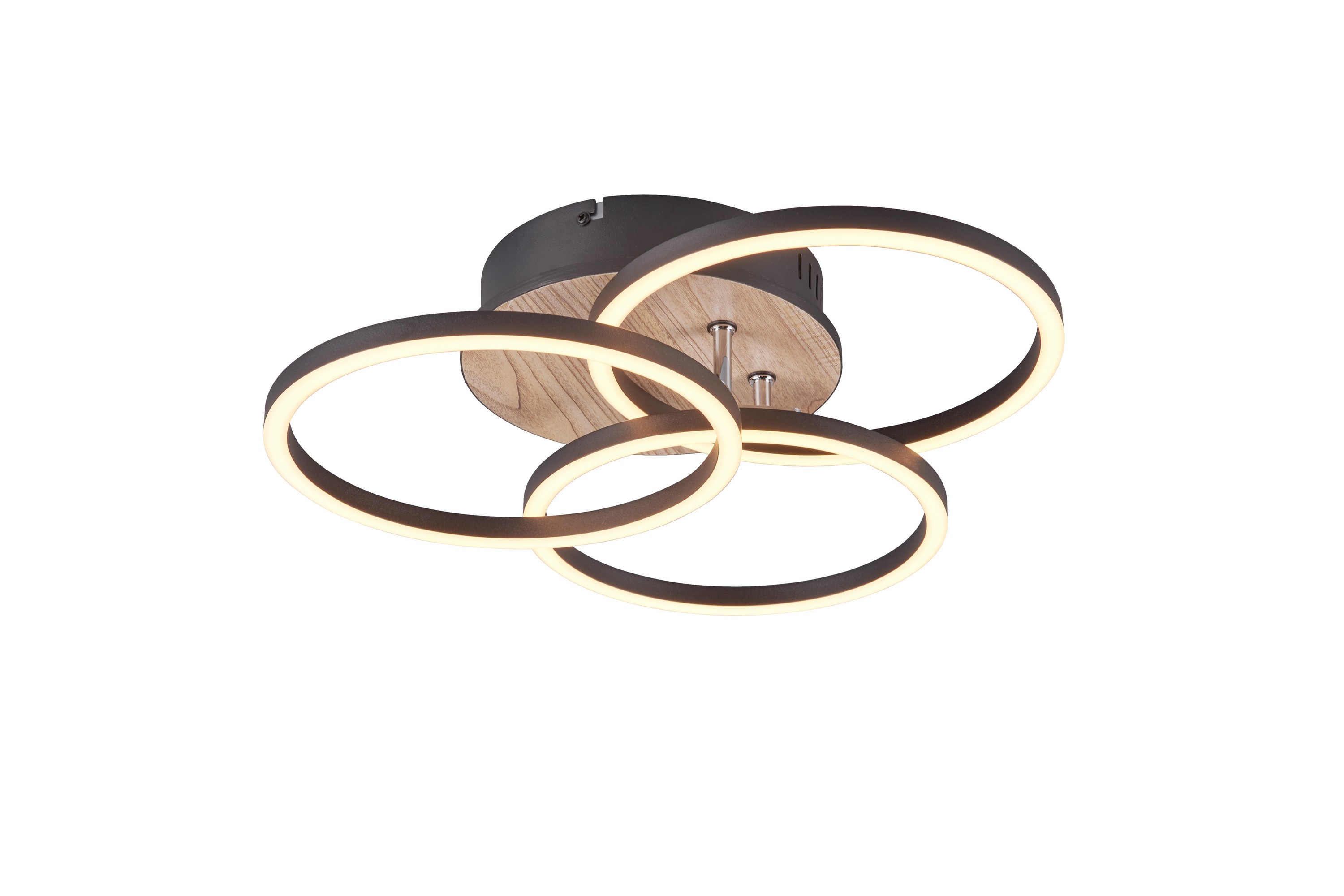 Trio Lighting Circle LED taklampa mattsvart/ trä - R62823135