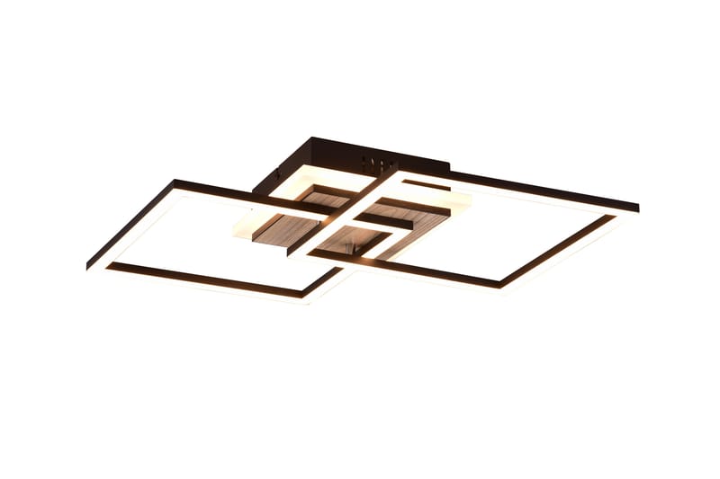 Trio Lighting Giro LED taklampa fyrkant mattsvart/ trä - Plafond - Vardagsrumslampa - Sovrumslampa