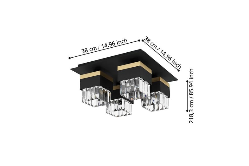 Taklampa Eglo Barrancas - Svart/Guld - Belysning & el - Inomhusbelysning & lampor - Taklampa & takbelysning - Kristallkrona & takkrona