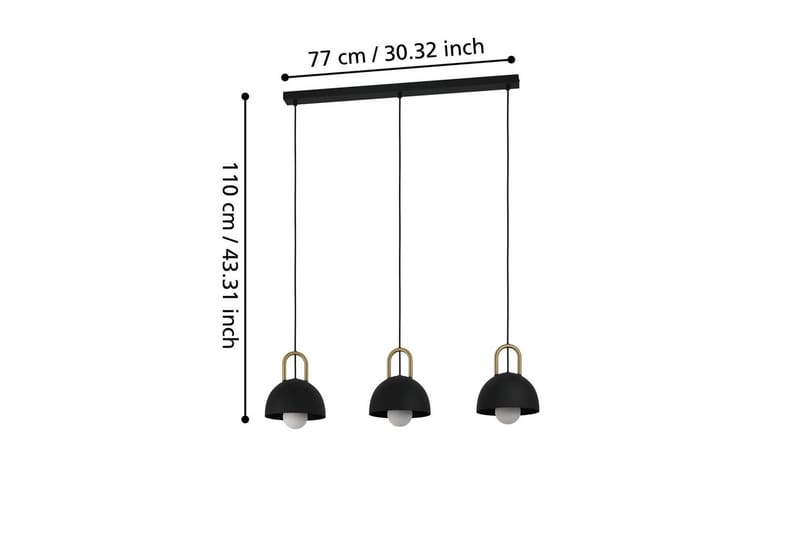 Takpendel Eglo Calmanera med 3 Lampor Svart, Mässing - Svart/Mässing - Belysning & el - Inomhusbelysning & lampor - Taklampa & takbelysning - Pendellampor & hänglampor