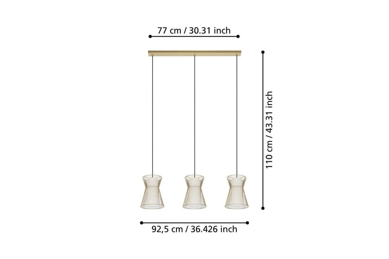 Takpendel Eglo Maseta med 3 Lampor Guldfärgad Vit - Vit/Guld - Belysning & el - Inomhusbelysning & lampor - Taklampa & takbelysning - Pendellampor & hänglampor