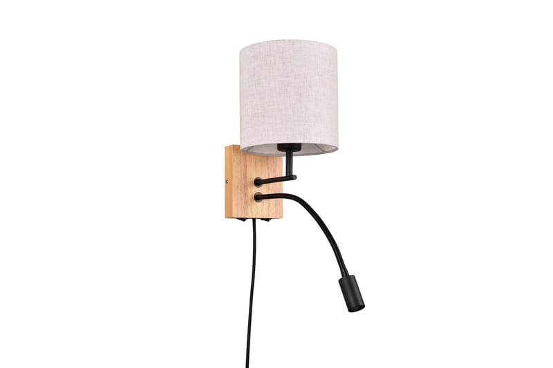 Nilam Vägglampa med läslampa 18 cm LED + E27 trä - Trä/Beige - Belysning & el - Inomhusbelysning & lampor - Vägglampa