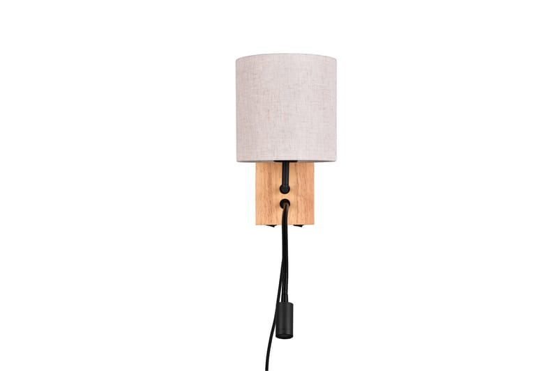 Nilam Vägglampa med läslampa 18 cm LED + E27 trä - Trä/Beige - Belysning & el - Inomhusbelysning & lampor - Vägglampa