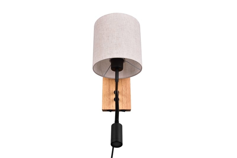 Nilam Vägglampa med läslampa 18 cm LED + E27 trä - Trä/Beige - Belysning & el - Inomhusbelysning & lampor - Vägglampa