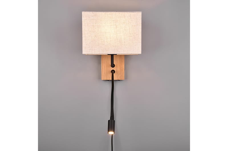 Nilam Vägglampa med läslampa 25 cm LED + E27 trä - Trä/Beige - Belysning & el - Inomhusbelysning & lampor - Vägglampa