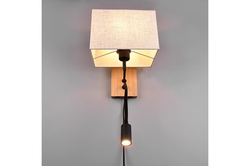 Nilam Vägglampa med läslampa 25 cm LED + E27 trä - Trä/Beige - Belysning & el - Inomhusbelysning & lampor - Vägglampa