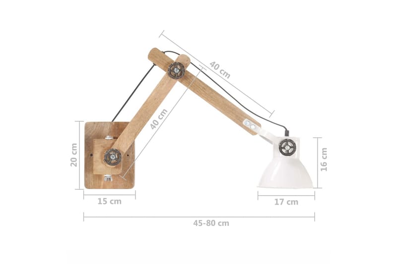 Vägglampa industriell stil vit rund E27 - Vit - Belysning & el - Inomhusbelysning & lampor - Vägglampa