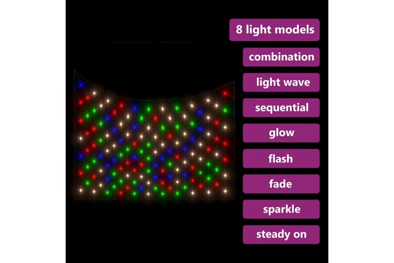 Ljusnät flerfärgad 3x2 m 204 LED inne/ute - be Basic - Belysning & el - Julbelysning - Julbelysning utomhus