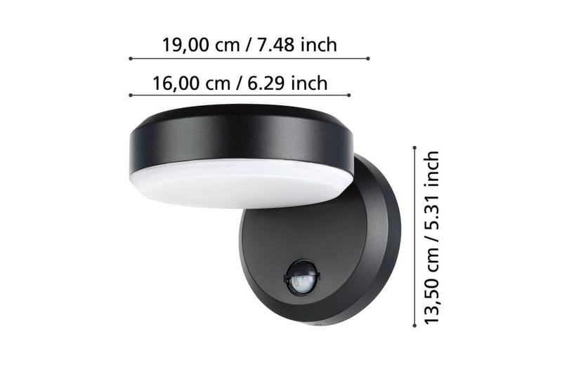 Vägglampa Utebelysning Eglo Fornaci med Sensor - Vit/Svart - Belysning & el - Ljuskällor & glödlampor - LED-belysning - LED-downlight