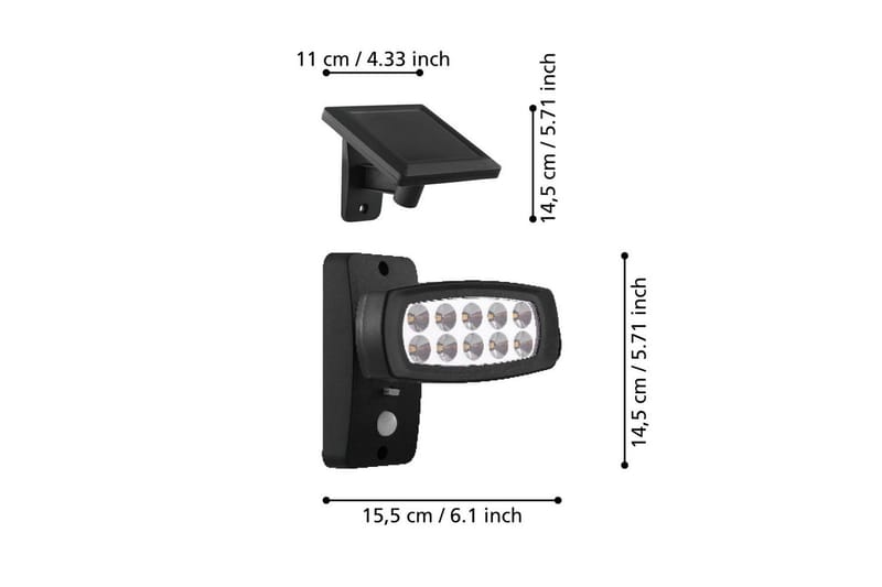 Väggstrålkastare Utebelysning Eglo Palizzi med Sensor - Svart - Belysning & el - Ljuskällor & glödlampor - LED-belysning - LED-spotlight