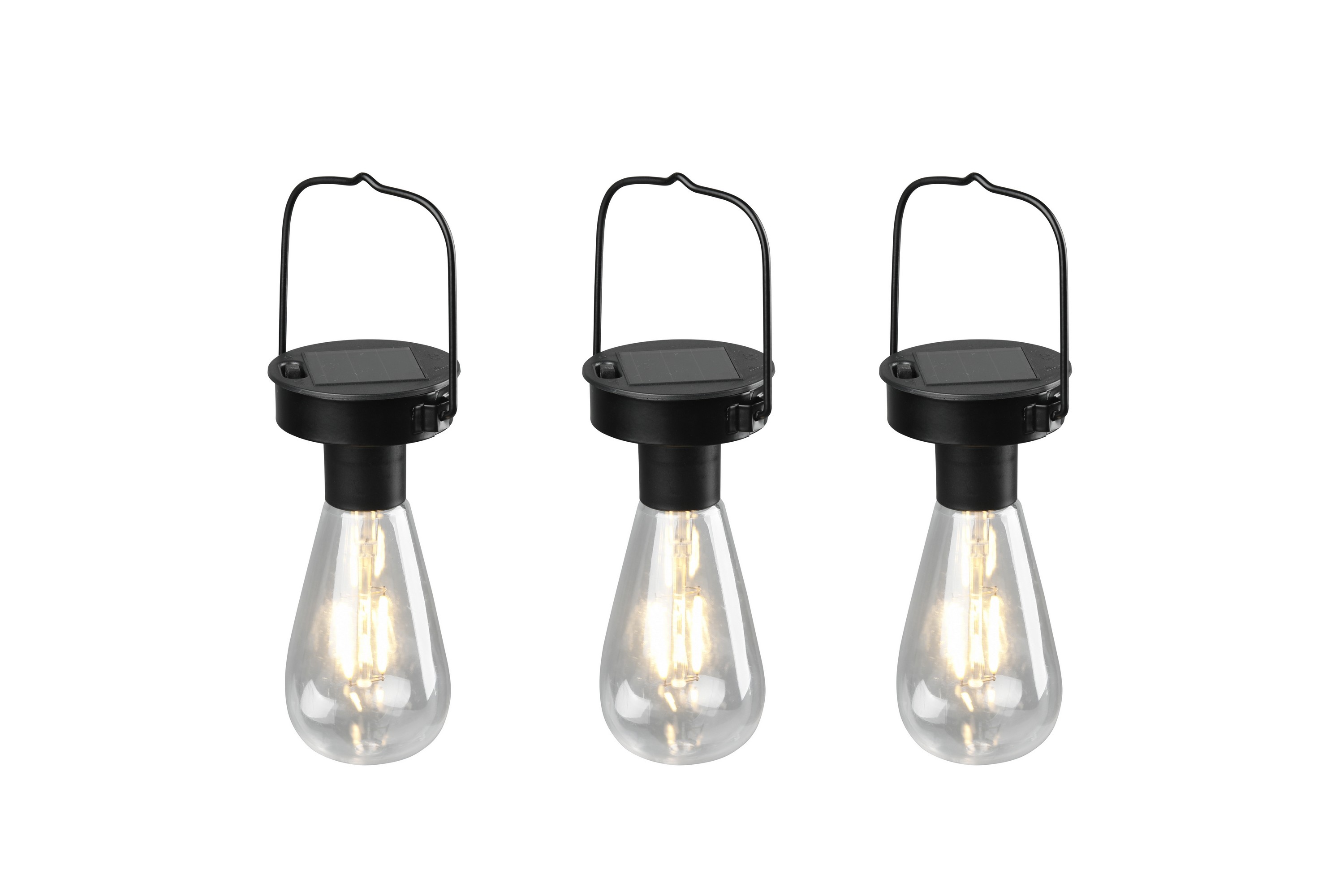 Trio Lighting Campus solar taklampor 3-pack mattsvart, skymningsrelä - Utomhusbelysning Svart