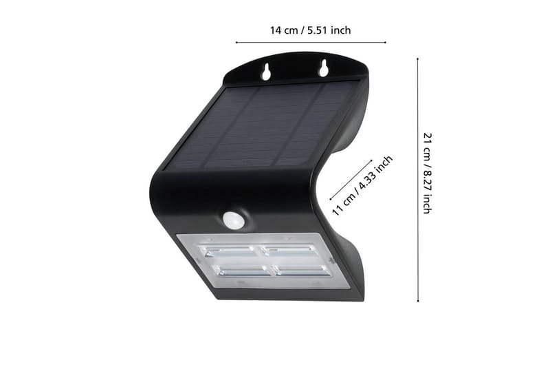 Vägglampa Utebelysning Eglo Lamozzo med Sensor Svart Transparent - Svart - Belysning & el - Utomhusbelysning - Solcellslampa & solcellsbelysning