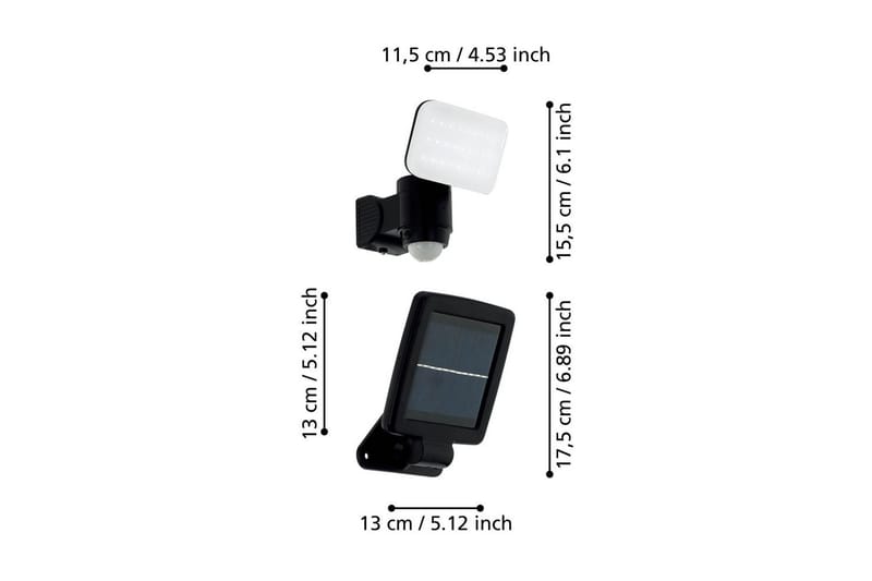 Väggstrålkastare Utebelysning Eglo Casabas med Sensor Svart - Svart/Vit - Belysning & el - Utomhusbelysning - Solcellslampa & solcellsbelysning