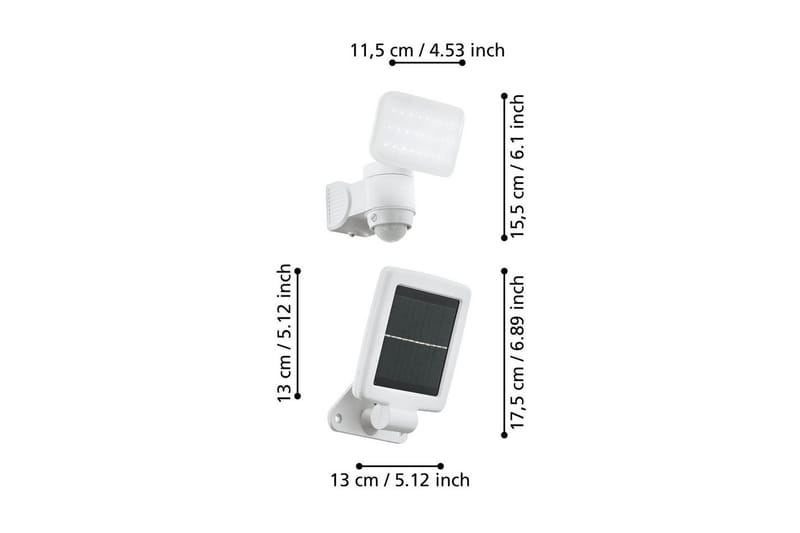 Väggstrålkastare Utebelysning Eglo Casabas med Sensor Vit - Vit - Belysning & el - Utomhusbelysning - Solcellslampa & solcellsbelysning