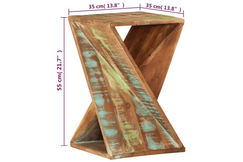 beBasic Sidobord 35x35x55 cm massivt återvunnet trä - Flerfärgsdesign - Sideboard & skänk