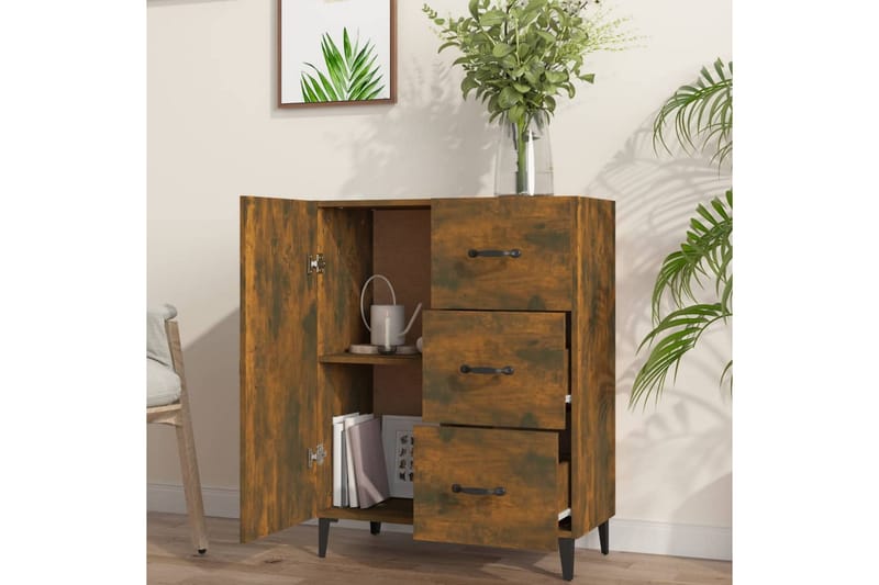 beBasic Skänk rökfärgad ek 69,5x34x90 cm konstruerat trä - Brown - Sideboard & skänk