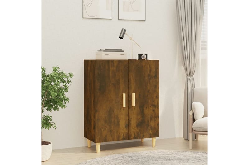 beBasic Skänk rökfärgad ek 70x34x90 cm konstruerat trä - Brown - Sideboard & skänk