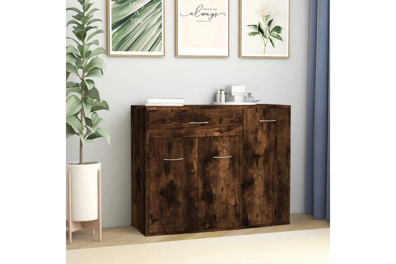 beBasic Skänk rökfärgad ek 88x30x70 cm konstruerat trä - Brown - Sideboard & skänk