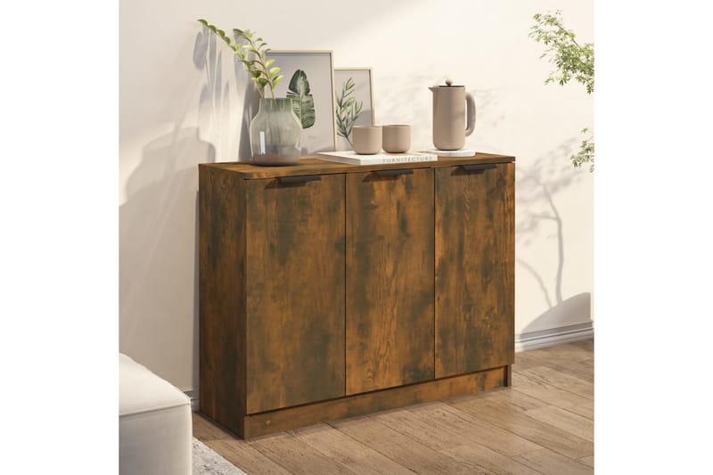 beBasic Skänk rökfärgad ek 90,5x30x70 cm konstruerat trä - Brown - Sideboard & skänk