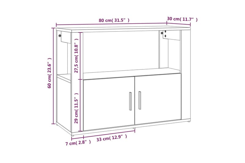 beBasic Skänk sonoma-ek 80x30x60 cm konstruerat trä - Brown - Sideboard & skänk