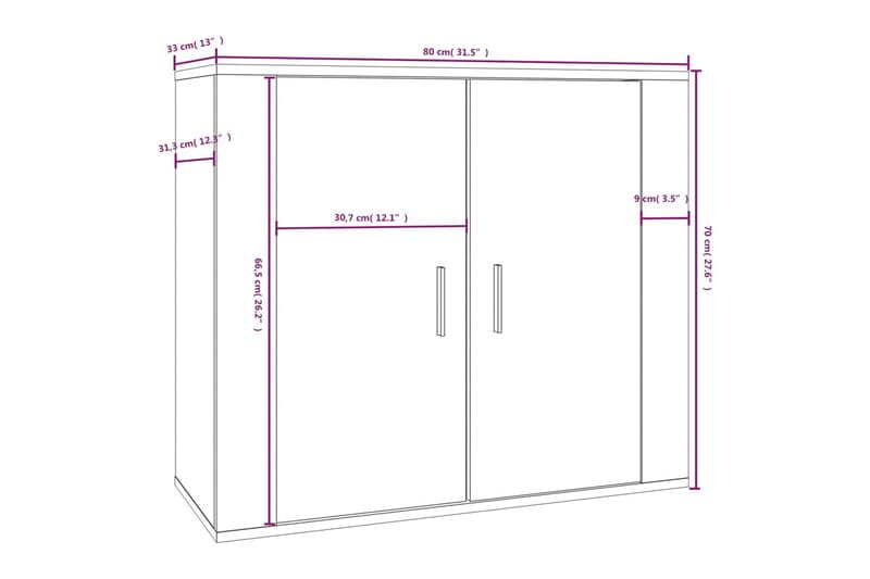 beBasic Skänk sonoma-ek 80x33x70 cm konstruerat trä - Cream - Sideboard & skänk