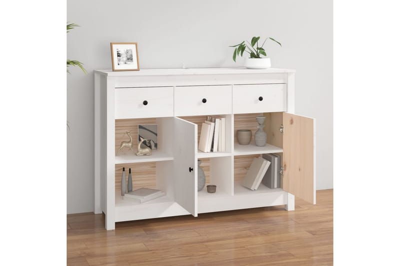 beBasic Skänk vit 100x35x74 cm massiv furu - White - Sideboard & skänk