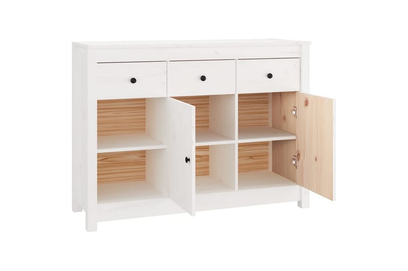 beBasic Skänk vit 100x35x74 cm massiv furu - White - Sideboard & skänk