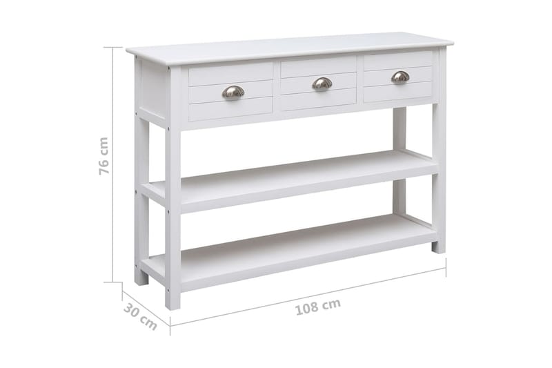 beBasic Skänk vit 108x30x76 cm massivt kejsarträ - White - Sideboard & skänk