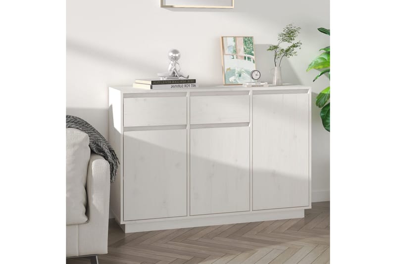 beBasic Skänk vit 110x34x75 cm massiv furu - White - Sideboard & skänk