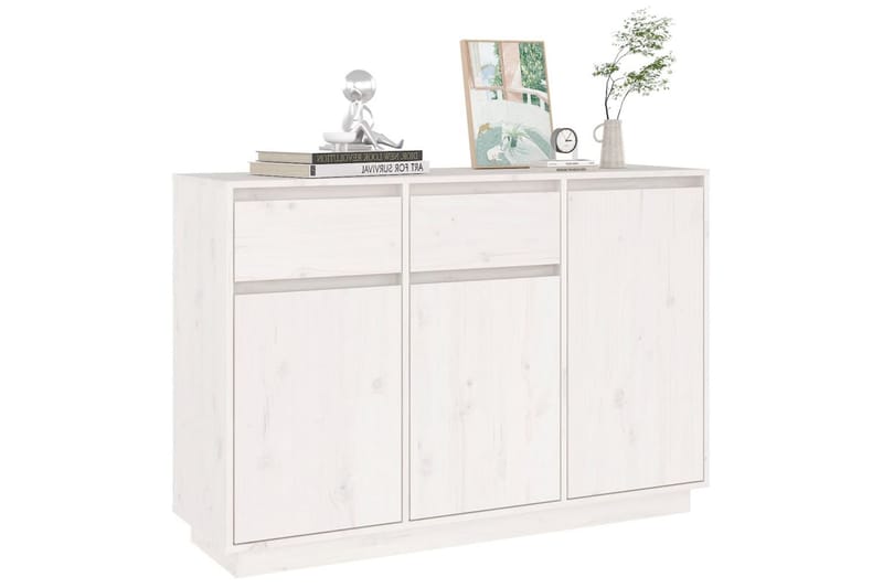 beBasic Skänk vit 110x34x75 cm massiv furu - White - Sideboard & skänk